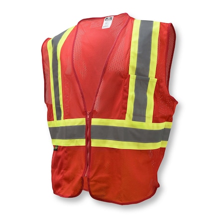 Hi-Vis Econ TpO/Cl1 Two Tone Safety Vest-Red-L